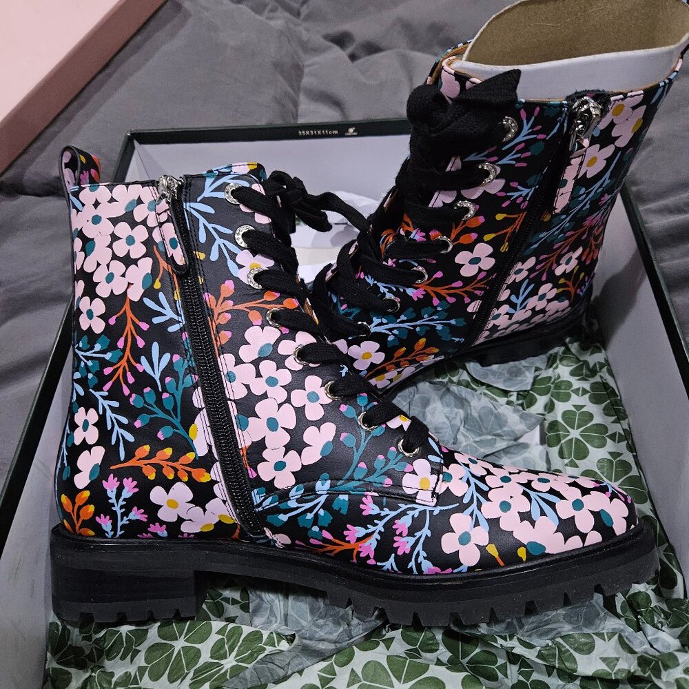 Kate Spade Jemma Floral Leather Ankle Boots Sz 9.5
